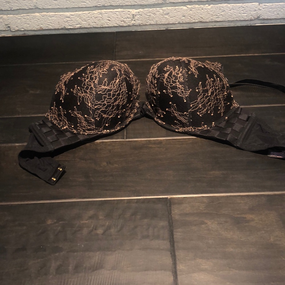 Victoria Secret Bombshell Push up bra- Black with gold detail- never worn